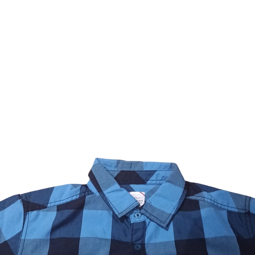 Burnside Blue and Black Checkered Button-Down Shirt - Picture 3 of 5